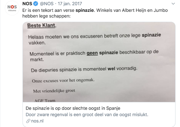 Geenstijl Ook Dat Nog Minder Minder Spinazie In Schappen